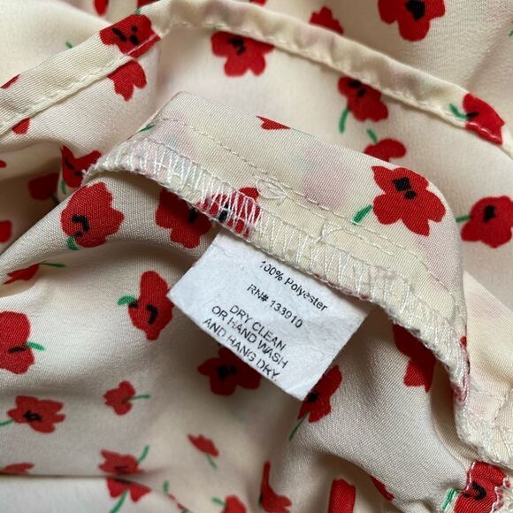 Show Me Your Mumu Floral Top Deep Plunge Front Cream Red Elastic Bottom Size XS - Picture 10 of 10
